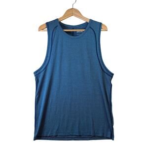 Rhone Reign Performance Tank Large Aegean Blue Moisture Wicking Mesh Workout Top